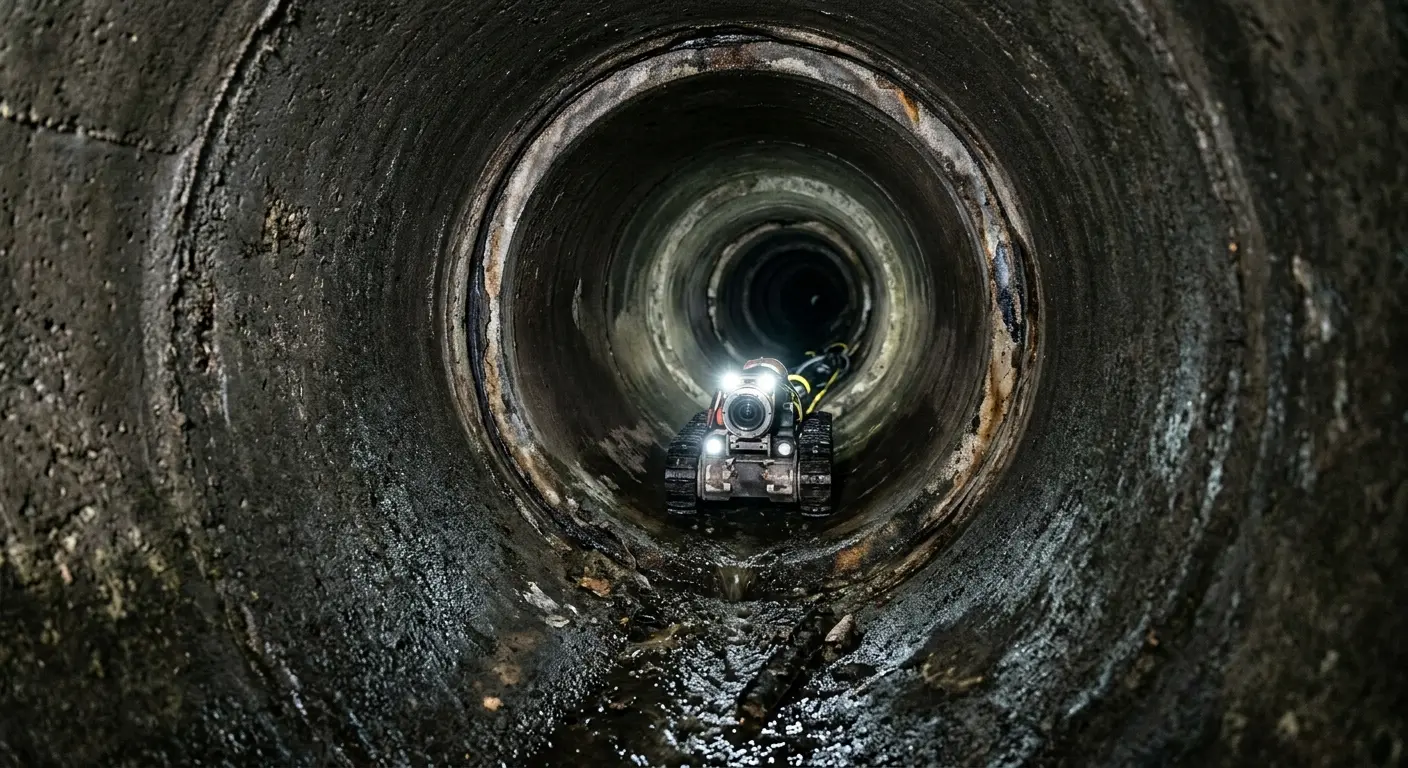 Robotic sewer camera inspecting pipe interior for Sewer Line Repair in Franklin Farm